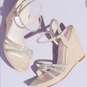 Glitter Metallic Wedges with Embellished Straps